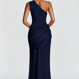 Robe Longue Asymétrique à Épaule Unique
