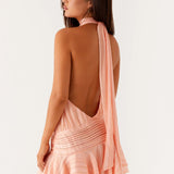 Robe Courte Dos Nu à Col Montant
