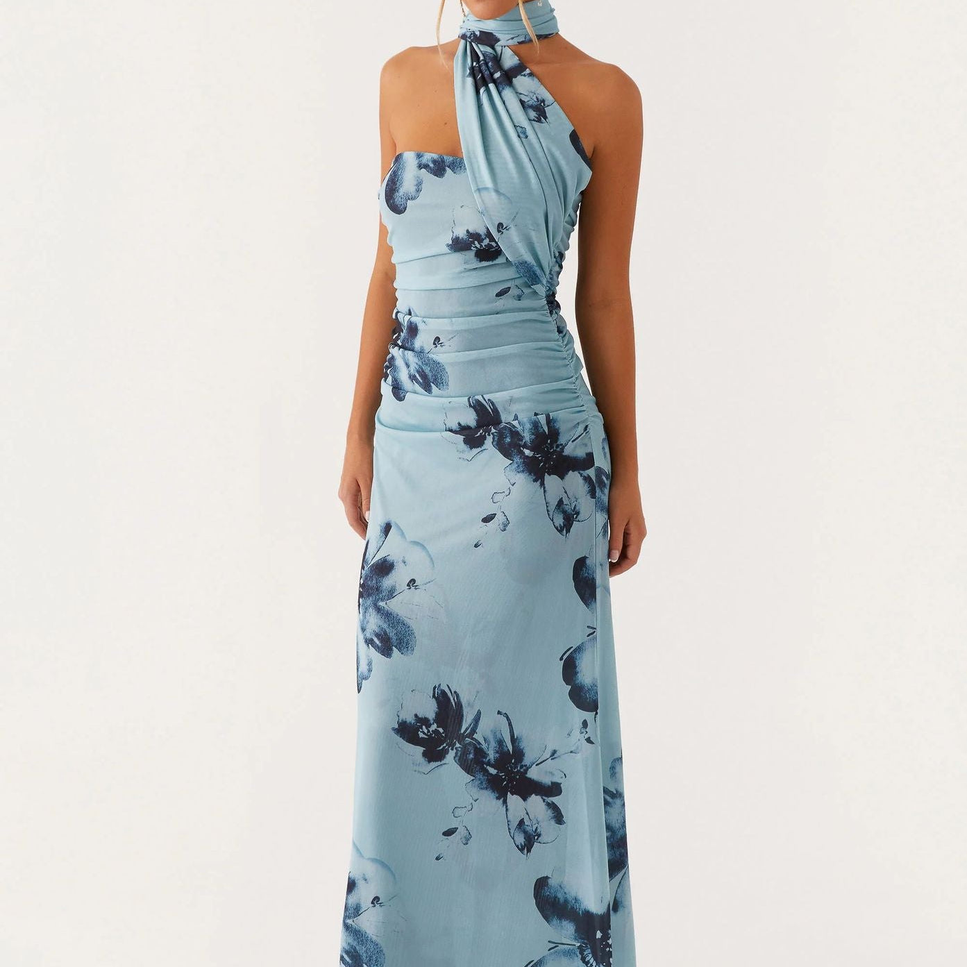 Robe Longue Asymétrique à Épaule Unique