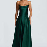 Robe Longue Satinée Dos Lacé Élégance Intemporelle
