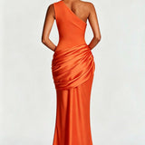 Robe Longue Asymétrique à Épaule Unique