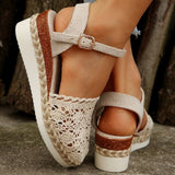 Sandales Compensées Crochet Style Bohème