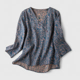 Blouse Imprimée à Col Rond et Manches Longues