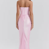 Robe Longue Bustier Drapée Élégance Satinée