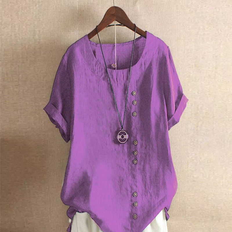 Blouse Lin Femme Boutonnée – Haut Été Léger et Élégant