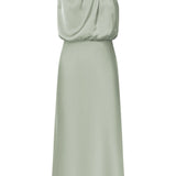 Robe Midi Satinée Col Drapé Élégance Moderne