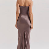 Robe Longue Bustier Drapée Élégance Satinée