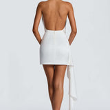 Robe Courte Drapée Col Halter Élégance Chic