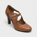 Escarpins classiques femme marron aspect cuir