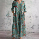 Robe Longue Fleurie à Col V