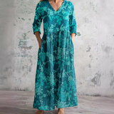 Robe Longue Fleurie à Col V