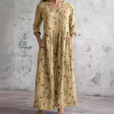 Robe Longue Fleurie à Col V