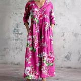 Robe Longue Fleurie à Col V