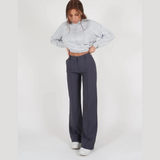 Pantalon Large Taille Haute Coupe Droite Élégance Quotidienne