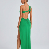 Robe Longue Découpes Asymétriques à Fente Élégante