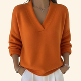 Pull en maille col V à bords côtelés pour femme