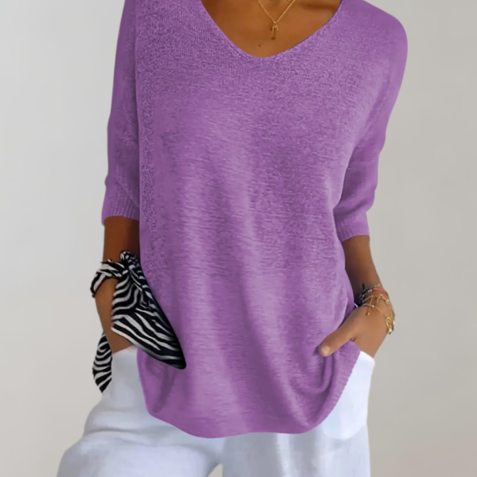 Pull Femme Léger Col V Décontracté
