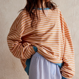 Pull femme oversize à rayures manches longues