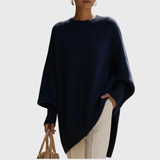 Pull poncho oversize en maille femme, ourlet asymétrique