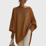 Pull poncho oversize en maille femme, ourlet asymétrique