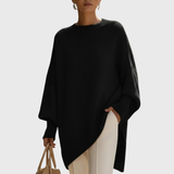 Pull poncho oversize en maille femme, ourlet asymétrique