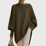 Pull poncho oversize en maille femme, ourlet asymétrique