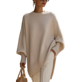 Pull poncho oversize en maille femme, ourlet asymétrique