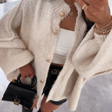 Cardigan Femme Oversize Boutonné Doux