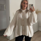 Cardigan Femme Oversize Boutonné Doux