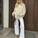 Cardigan Femme Oversize Boutonné Doux