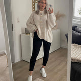 Cardigan Femme Oversize Boutonné Doux