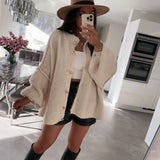 Cardigan Femme Oversize Boutonné Doux