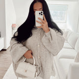 Cardigan Femme Oversize Boutonné Doux