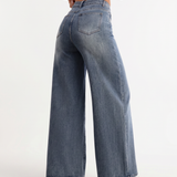 Jean femme large taille à cordon de serrage