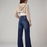 Jean large taille mi-haute pour femme