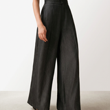 Jean femme large à pinces taille mi-haute