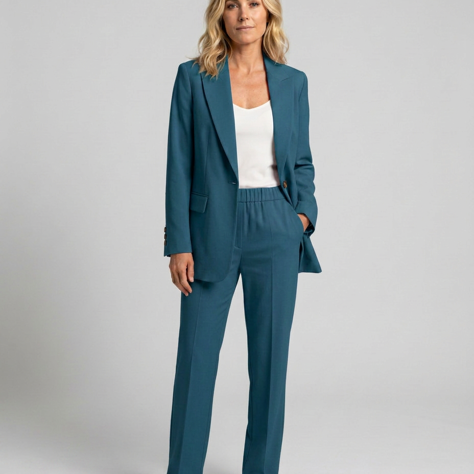 Ensemble blazer et pantalon droit pour femme
