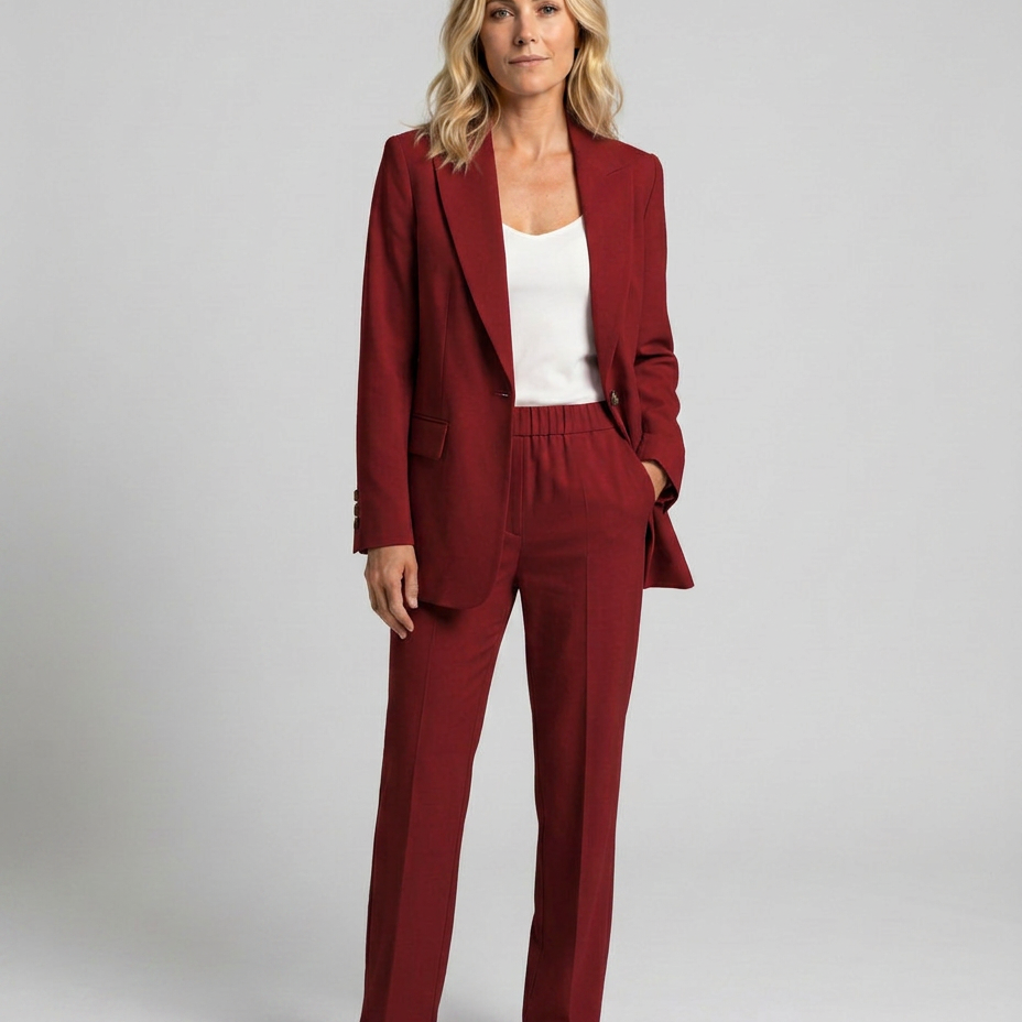 Ensemble blazer et pantalon droit pour femme