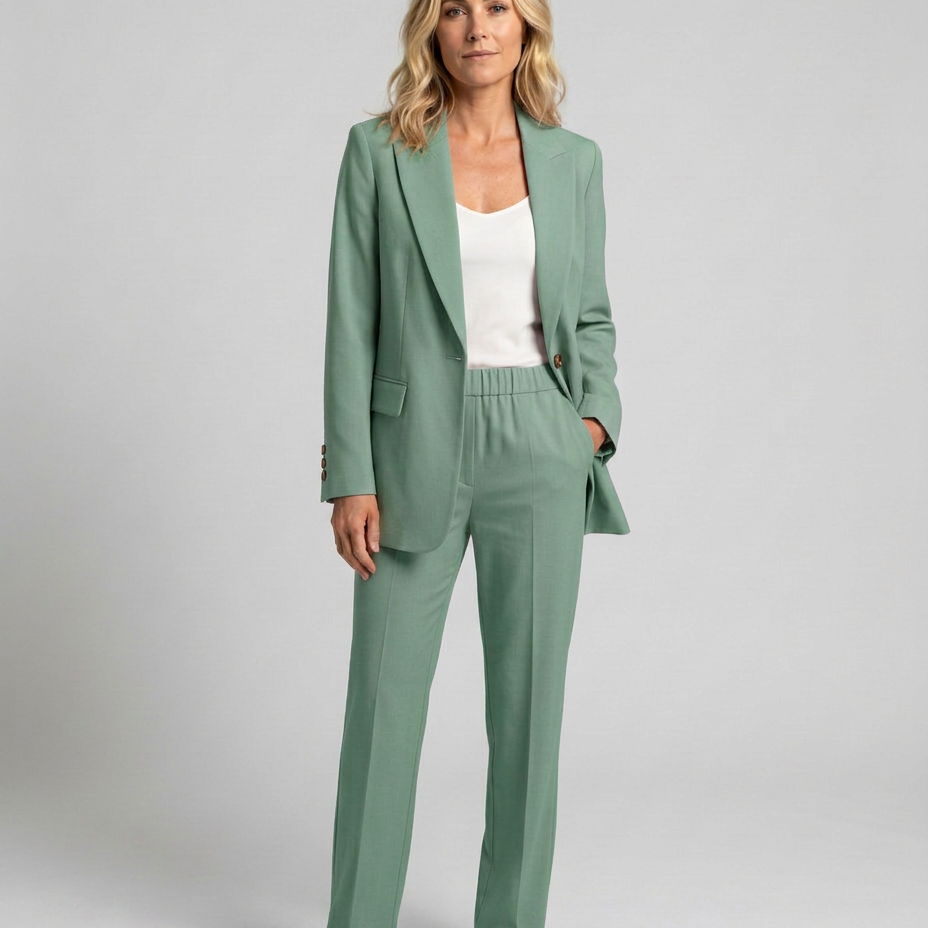 Ensemble blazer et pantalon droit pour femme