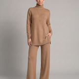 Ensemble maille femme col roulé et pantalon large