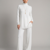 Ensemble maille femme col roulé et pantalon large