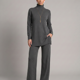 Ensemble maille femme col roulé et pantalon large