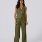 Ensemble deux pièces gilet sans manches et pantalon large