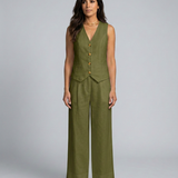 Ensemble deux pièces gilet sans manches et pantalon large