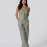 Ensemble deux pièces gilet sans manches et pantalon large