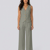 Ensemble deux pièces gilet sans manches et pantalon large