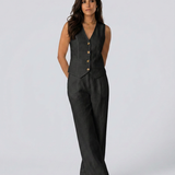 Ensemble deux pièces gilet sans manches et pantalon large