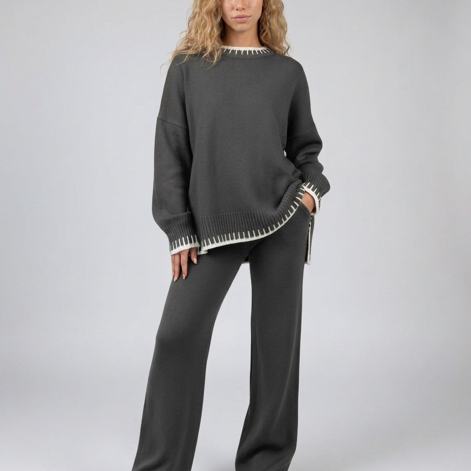 Ensemble femme en maille avec pantalon large