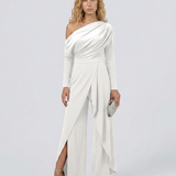 Combinaison femme asymétrique drapée à jambes larges