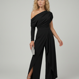 Combinaison femme asymétrique drapée à jambes larges